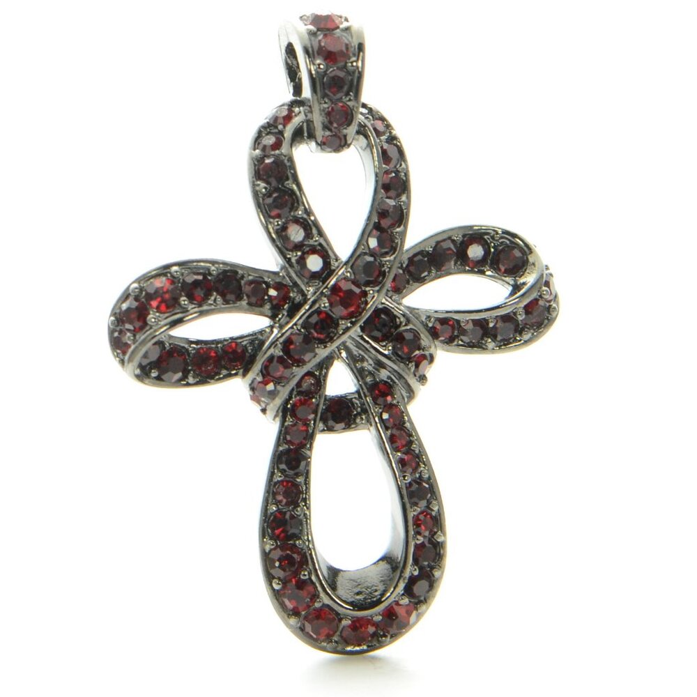 Kenneth Jay Lane Kjl Gunmetal Crystal Cross Penda… - image 1
